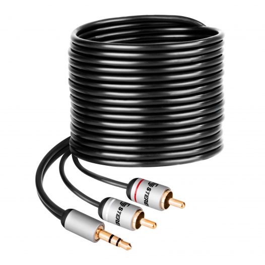Cable de audio Steren de 3.5 mm macho a 2 RCA macho de 15 cm - Guatemala