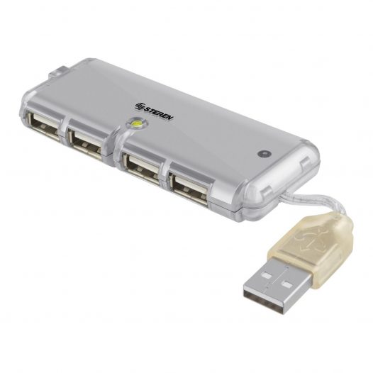 Hub plano en ABS o ladrón de USB con 4 puertos USB de salida Color Blanco