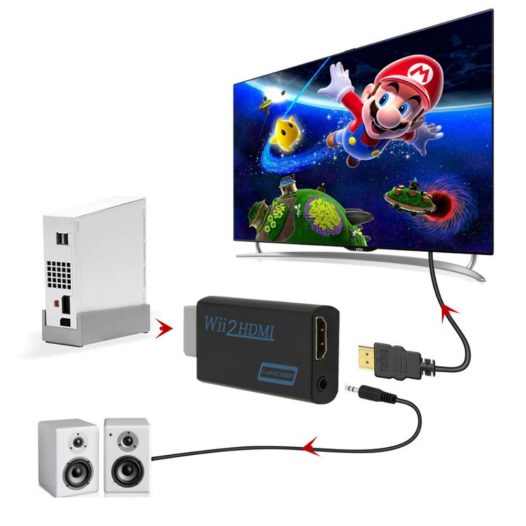 Wii a HDMI Convertidor Wii a HDMI Adaptador Cable HDMI para Nintendo Wii y  U. Convierte las señales nativas 1080P/720P Ypbpr de Wii a señales HDMI