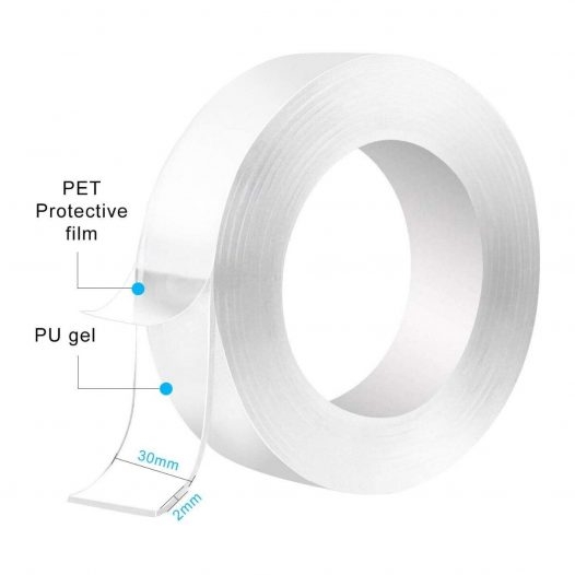 Cinta Mágica Gel Adhesiva Doble Cara Nano Tape Reutilizable Soporta 500 Gr  X 10 Cm Rollo