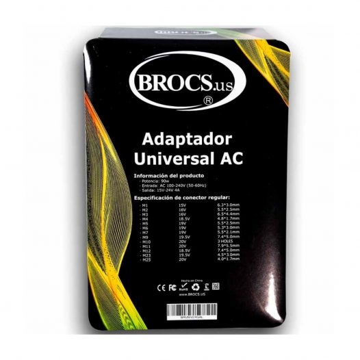 BROCS, Cargador Universal Para Notebook, 90Watts, 12 Adaptadores