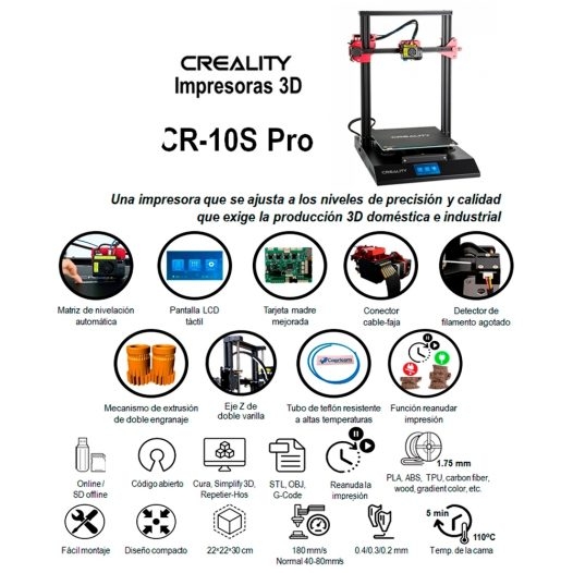 Impresora 3D Creality CR-10S - 30cm x 30cm x 40cm - Guatemala