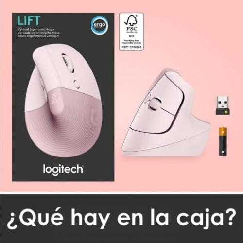 Logitech Mouse Lift Vertical Ergonomic 6 Botones Inalámbrico Bluetooth, 2.4  Ghz –