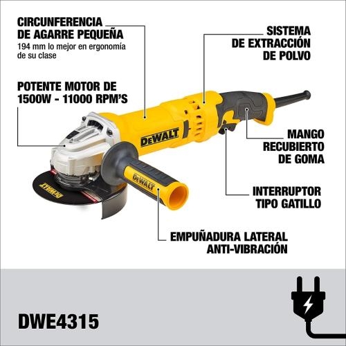 Amoladora Angular 4 1/2 - 5 1500W 10000 rpm Dewalt DWE4336-B2