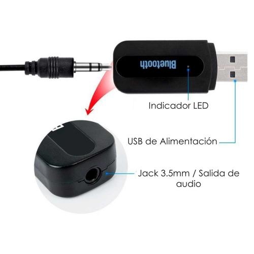 Receptor Bluetooth Aux Jack, adaptador Bluetooth para coche de 3,5 mm con  salida estéreo auxiliar