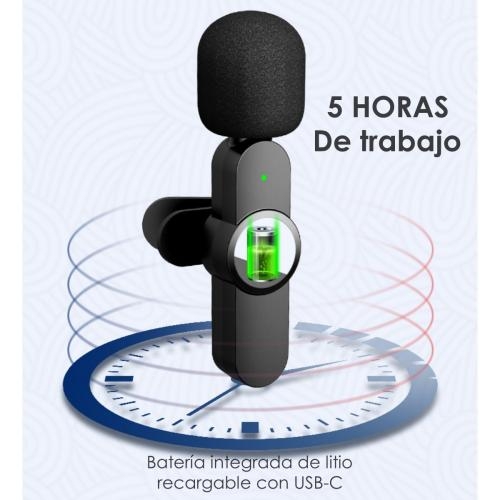 Micrófono Inalámbrico de Solapa para Cámara o Celular 3.5mm - Set 2  Unidades Negro