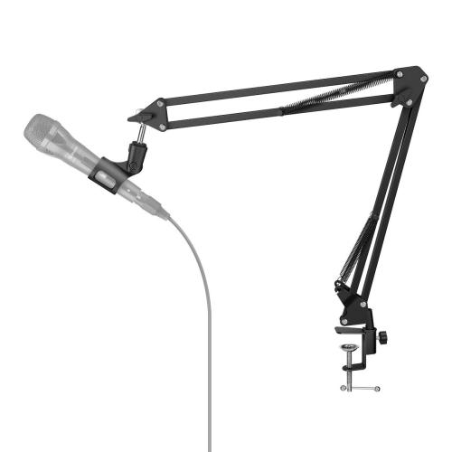  Soporte de micrófono para micrófono, brazo de tijera, 29.5 in  de alto, soporte de suspensión para micrófono USB profesional, soportes de  micrófono (color negro) : Instrumentos Musicales