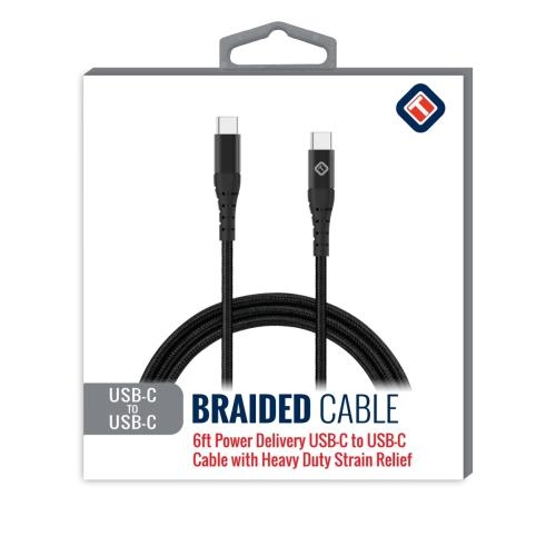 Cable Usb A Tipo C Carga Rápida 18w 3a Nailon Reforzad 1m Color Negro
