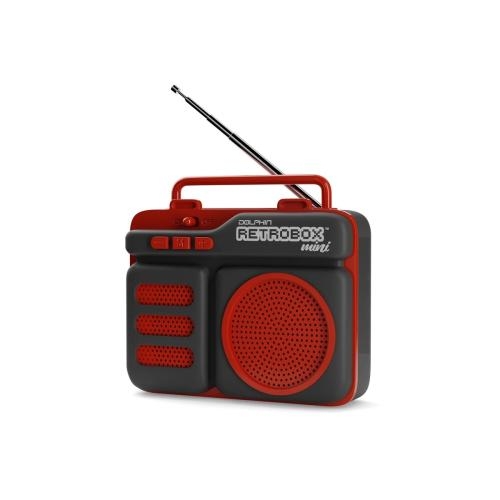 Dolphin Radio AM/FM portátil Bluetooth RETROBOX (rojo)