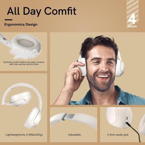  QCY Auriculares Bluetooth H3 ANC sobre la oreja, cancelación  activa de ruido Bluetooth 5.3 auriculares con micrófonos, sonido de audio  de alta resolución, conexión multipunto, reproducción de 60 horas,  ecualizador personalizado