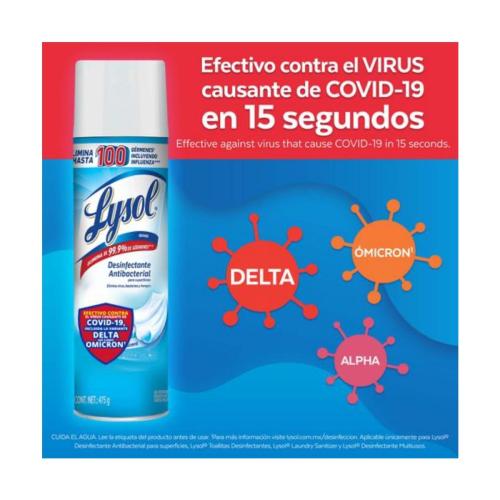Lysol® Aerosol Desinfectante Antibacterial para Superficies Crisp Linen  12.5 oz